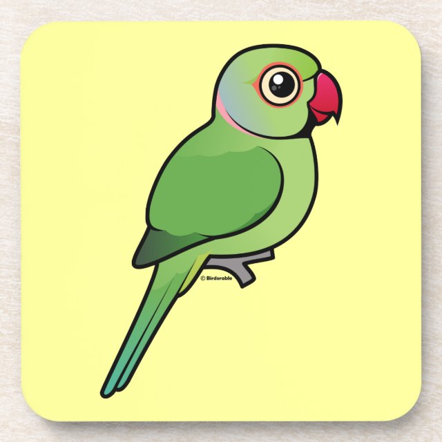 Birdorable Cute Green Indian Ringneck Beverage Coaster