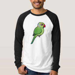 Cute Green Indian Ringneck Men's Canvas Long Sleeve Raglan T-Shirt