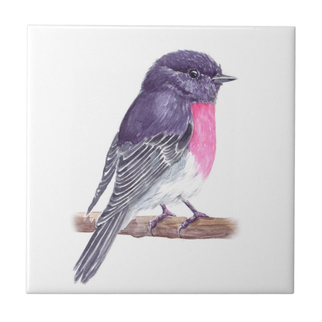 Rose robin ceramic tile (Front)