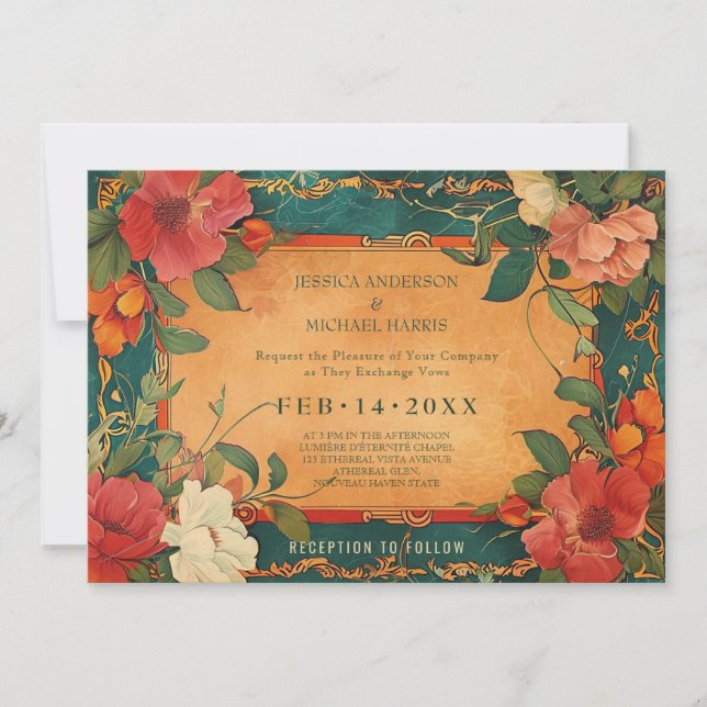 🌹 Rose Romance: Art Nouveau Splendor Invitation (Front)