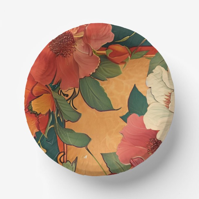 🌹 Rose Romance: Art Nouveau Splendor Paper Bowls (Front)