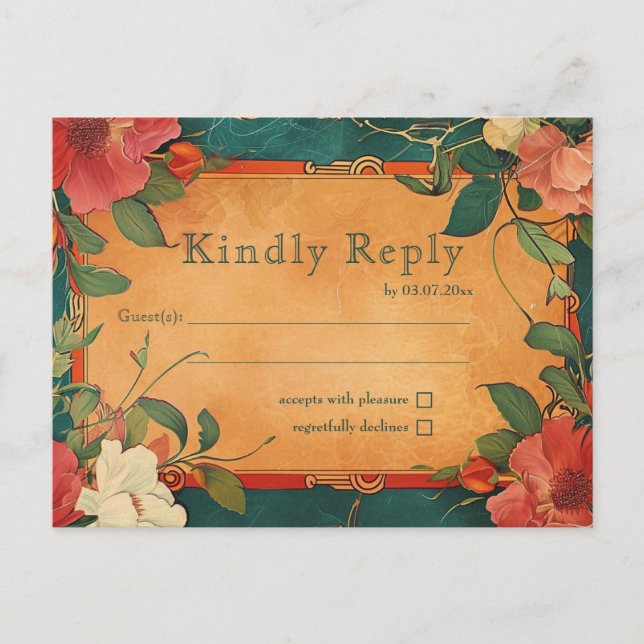 🌹 Rose Romance: Art Nouveau Splendor Postcard (Front)