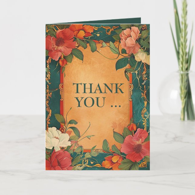 🌹 Rose Romance: Art Nouveau Splendor Thank You Card (Front)