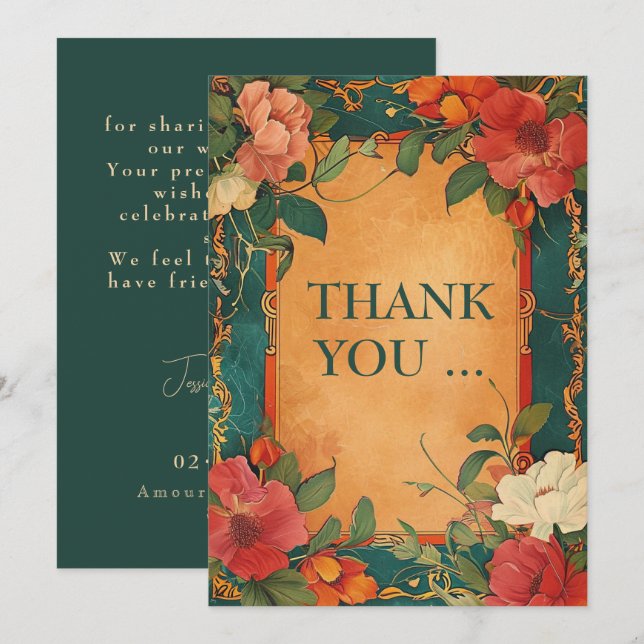 🌹 Rose Romance: Art Nouveau Splendor Thank You Card (Front/Back)