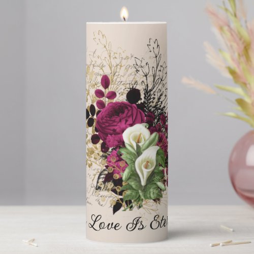Rose Romance Our Love Is Eternal Your Custom Text Pillar Candle