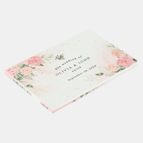 Rose Romantic Watercolor Wedding Pink Floral Guest Book