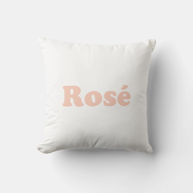 "Rose" Rose light pink letters white Throw Pillow (Front)