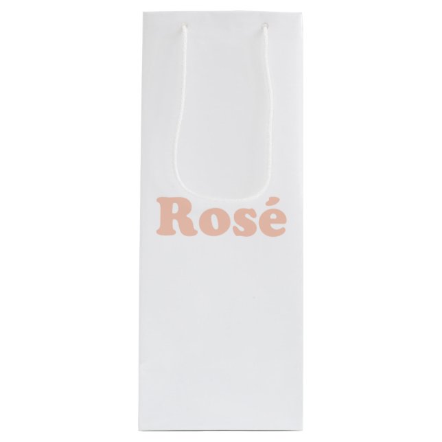 "Rose" Rose light pink letters white Wine Gift Bag (Front)