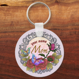 Rose Rosebud Mom custom Keychain