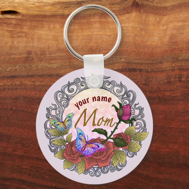 Rose Rosebud Mom custom  Keychain (Front)