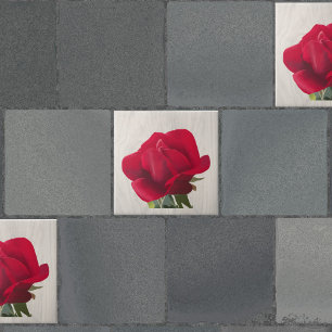 Rose rouge - Red rose Ceramic Tile