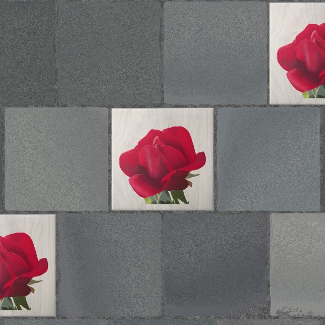 Rose rouge - Red rose  Ceramic Tile (Creator Uploaded)