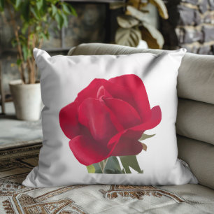 Rose rouge - Red rose Throw Pillow