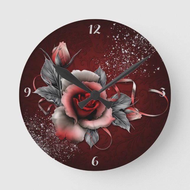Rose -Round (Medium) Clock (Front)