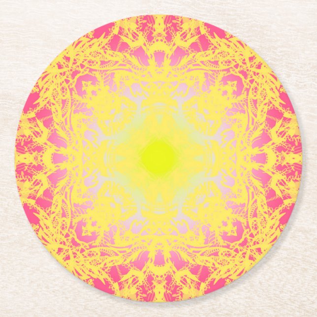 rose round paper coaster (Front)