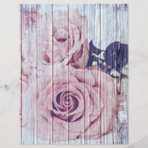 Rose Rustic White Wood Scrapbooking Craft Paper