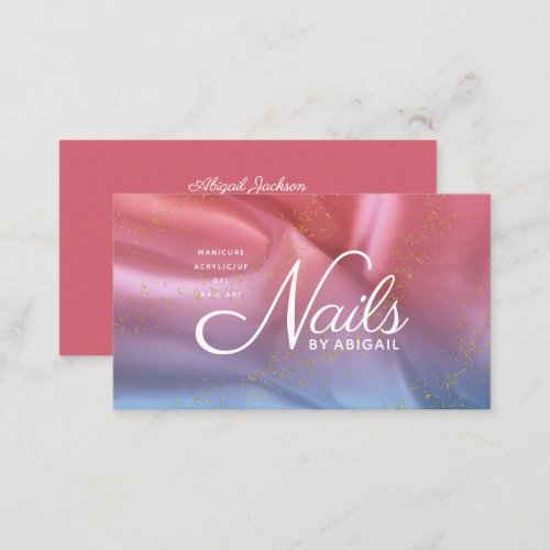 Rose Satin Splash Glittered Nails By Name Business Card