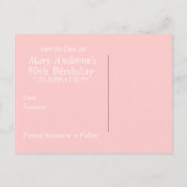 Rose Save the date 90th Birthday Celebration PostC Announcement Postcard (Back)