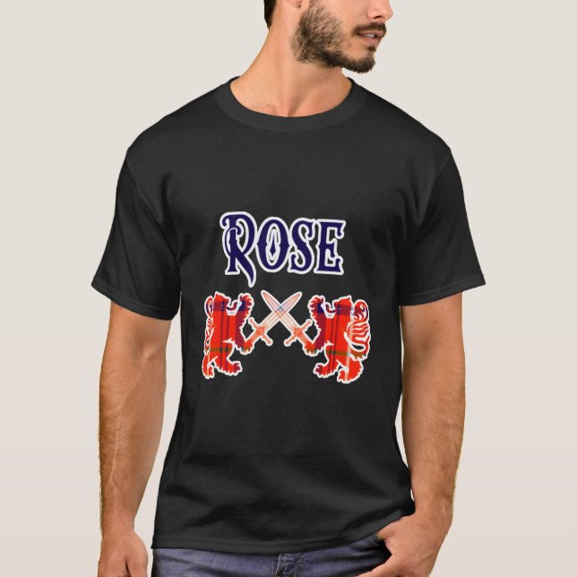Rose Scottish Clan Kilt Lion Family Name Tan T-Shirt (Front)