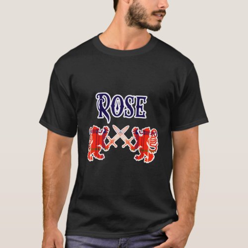 Rose Scottish Clan Kilt Lion Family Name Tan T_Shirt