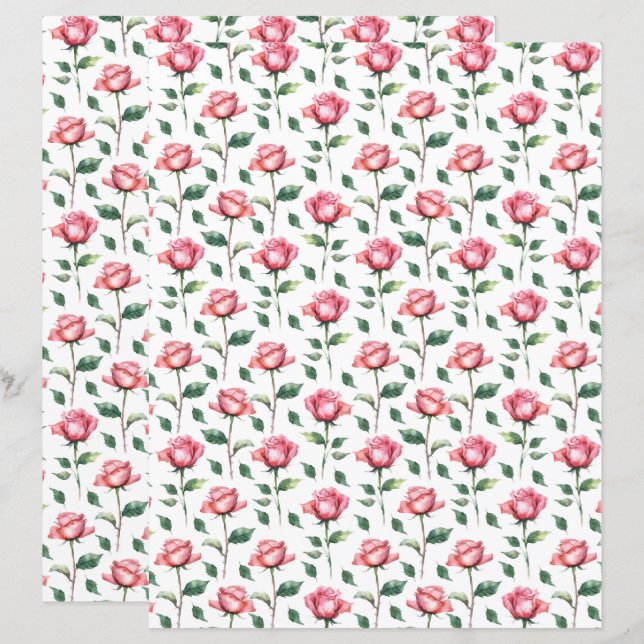 Rose Scrapbook Paper (Front/Back)