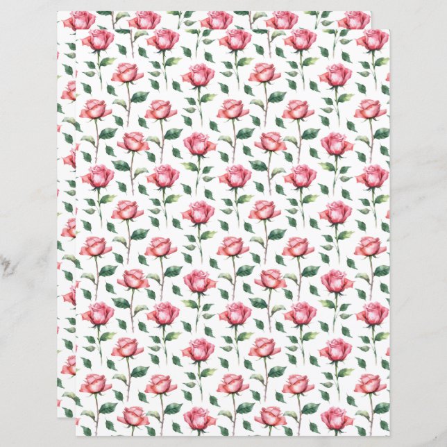 Rose Scrapbook Paper (Front/Back)