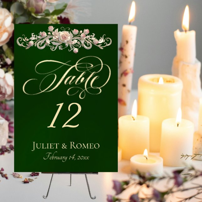Rose Scroll - Emerald Table Number (Creator Uploaded)