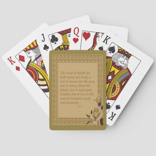 Rose Secret Of Health Buddha Quote Inspirational Poker Cards (Back)