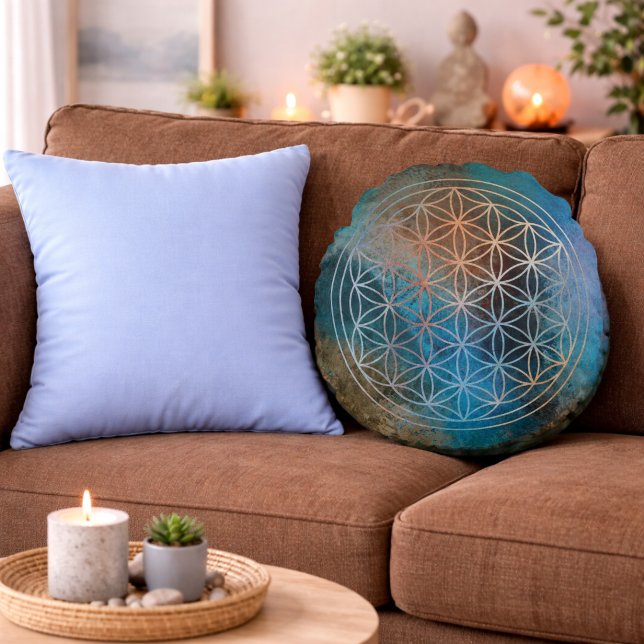 Rose Serenity Flower of Life Round Pillow (Creator Uploaded)