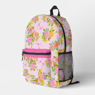 Rose Shabby Vintage Pink Printed Backpack