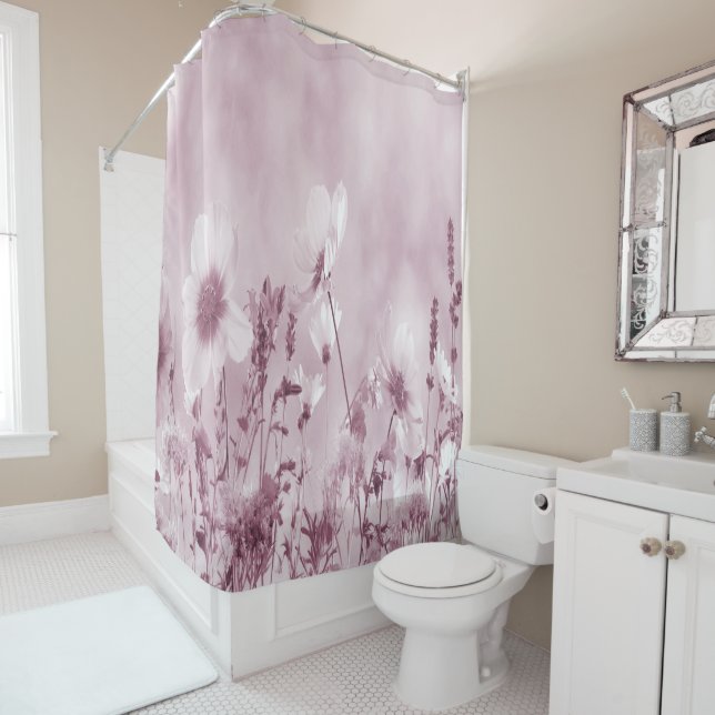 Rose Shaded Wild Flowers Shower Curtain (In Situ)
