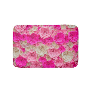 Rose shades: pink, white blend. bath mat