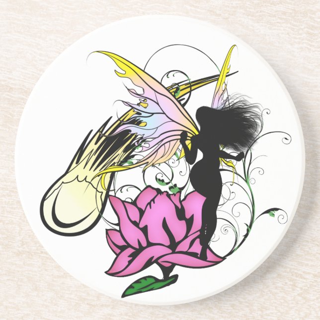 Rose Shadow Fairy Drink Coaster (Front)