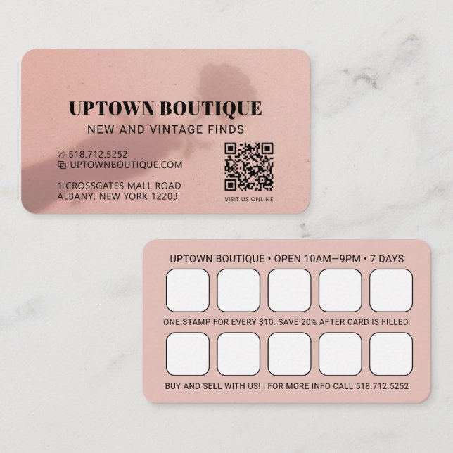 Rose Shadow QR Code Reward Business Card (Front/Back)