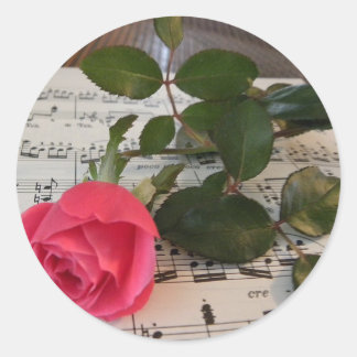 Rose Sheet Music Classic Round Sticker