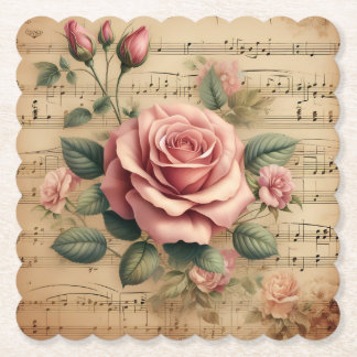 Rose & Sheet Music Paper Coasters – More Shapes 