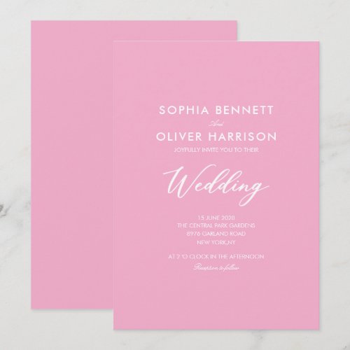 rose SIMPLE modern elegant WEDDING INVITE
