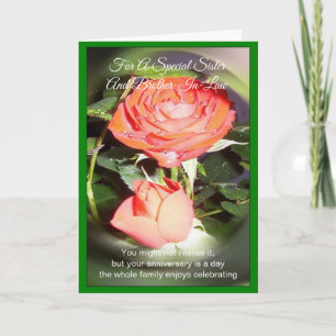 Rose Sister And Husband Personalized Anniversary Card