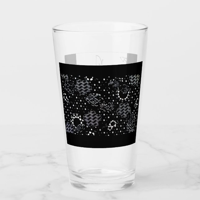 Rose Sketch and Starlight Silkscreen glassware Glass (Front)