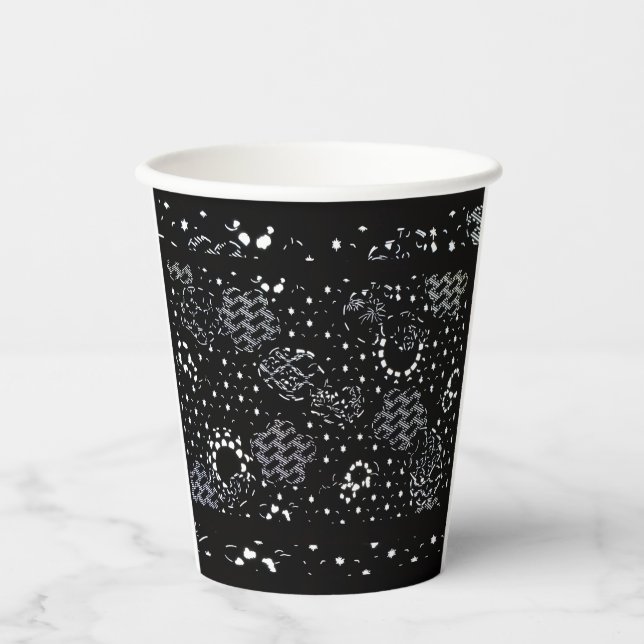 Rose Sketch and Starlight Silkscreen glassware Paper Cups (Front)