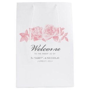 Rose Sketch Gift Bag in Pink