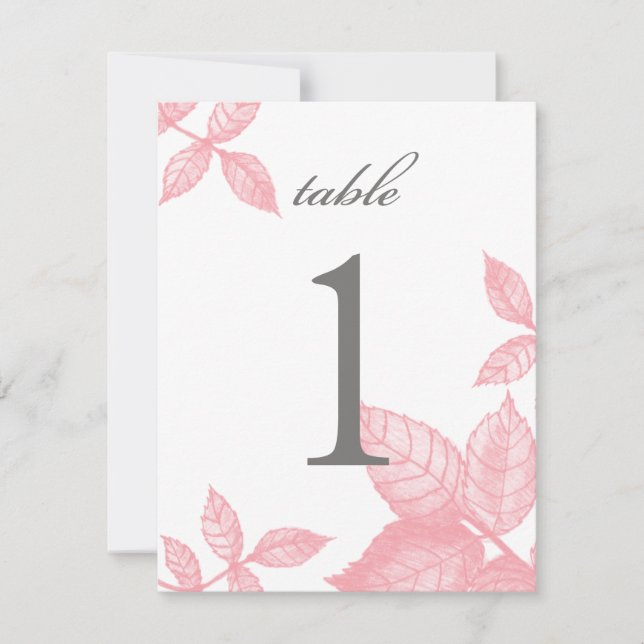 Rose Sketch Large Table Number in Pink (Front)