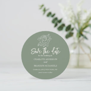 Rose Sketch Minimal Floral Wedding Save The Date Invitation
