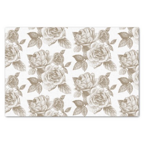 Rose Sketch Tissue Paper in Sepia