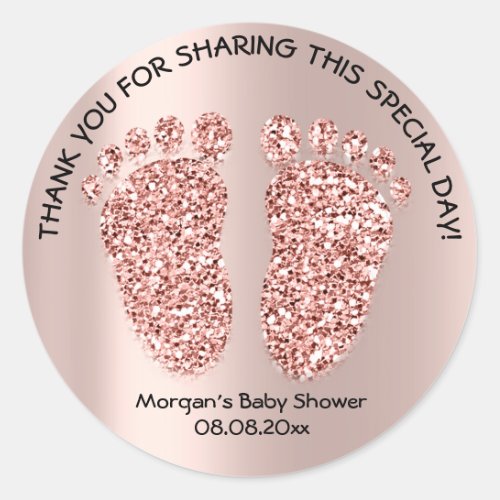 Rose Skin Glitter Feet Baby Shower Favor Thank You Classic Round Sticker
