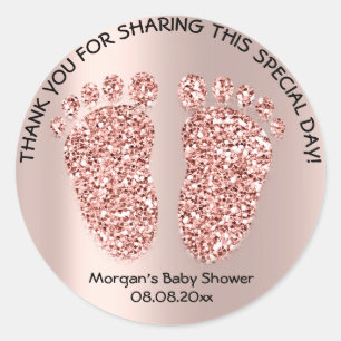 Rose Skin Glitter Feet Baby Shower Favor Thank You Classic Round Sticker