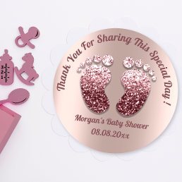 Rose Skinny Feet Baby Shower Favor Thank You Classic Round Sticker