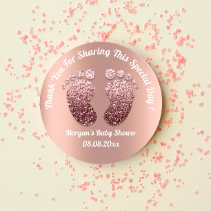 Rose Skinny Feet Baby Shower Favor Thank You Classic Round Sticker