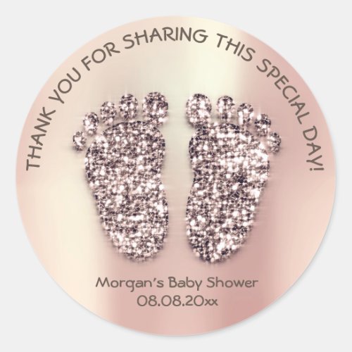 Rose Skinny Glitter Feet Baby Shower Favor Thank Classic Round Sticker