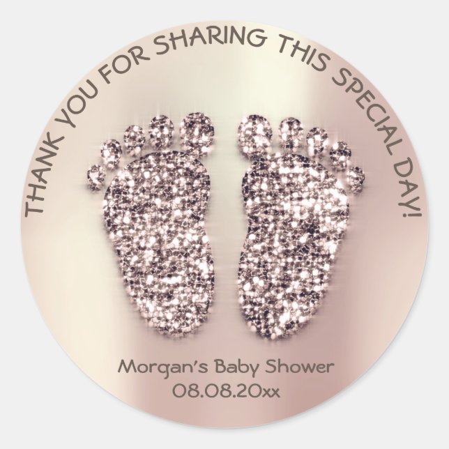 Rose Skinny Glitter Feet Baby Shower Favor Thank Classic Round Sticker (Front)